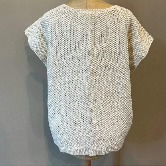VTG Coquette Bow Pastel Sweater Ivory Sz M Chunky Textured Knobby Knit - Picture 5 of 11